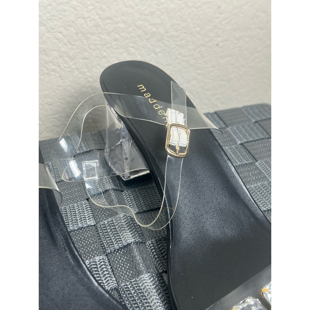 Madden Women's Size 6.5 Heels Clear Acrylic Block Heel Sandals Rhinestones - Picture 4 of 10